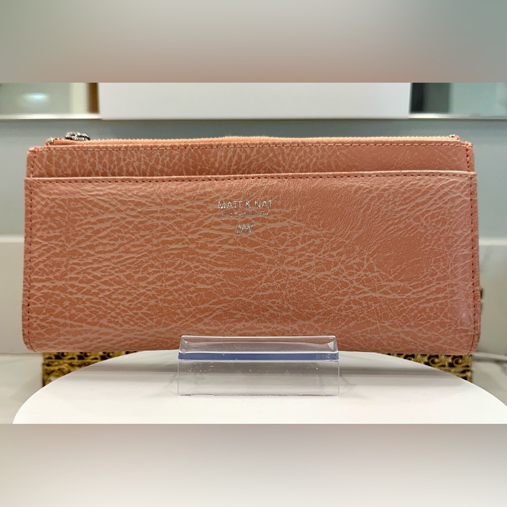 Matt & Nat - Peach & Coral - Faux-Leather Long Wallet - VGUC